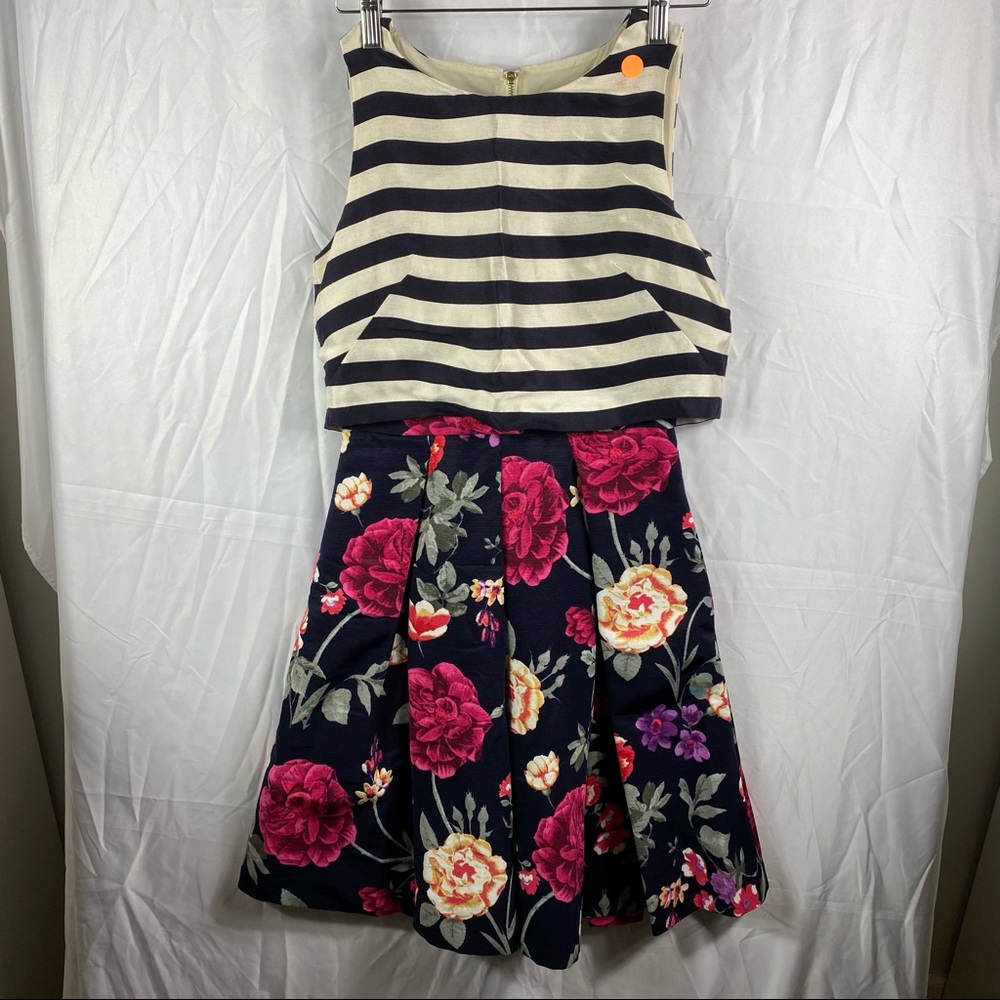 Anthropologie Moulinette Soeurs Sleeveless Split-Print Floral Striped Dress